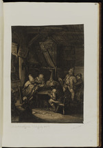 Sich über einem Tisch prügelnde Bauern