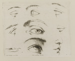 Sieben Augenstudien und Studien von Nase und Mund