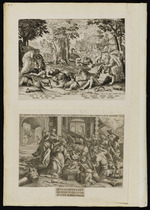 1a | Eva‘s Erschaffung – Tellus at edit & & / Christi Geburt – Et peperit filium & & | De Vos pinx. Sadeler _ sc.