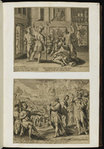 5. | Davids Flucht durchs ... Davidis –– meditata Michal / Sauls Sieg über ... sovet ille Deo | Mart. de Vos fig. Jo. Sadl. exc. / –––– ,, –––– ,,