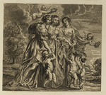 Drei junge Frauen, von Amoretten begleitet