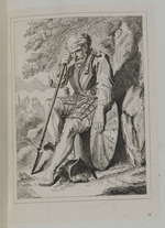 Sitzender Soldat mit Schild und Lanze