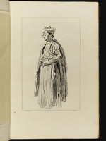 Junger Mann mit Hut und Pelzmantel, nach links gewandt