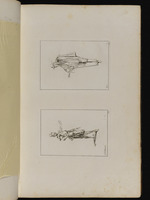 Oben: Mann mit langen Haaren und Stock im Profil nach links; unten: Mann mit Hut, den linken Arm ausgestreckt