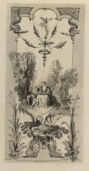 Sitzender Hirte, auf einen Stab gestützt, neben einer Hirtin