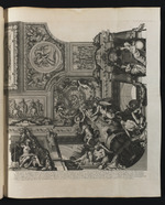 Ecke der Decke der Gesandtentreppe mit dem Bug eines Schiffes, Amerika, Euterpe und Urania