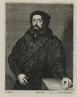 Porträt eines Mannes mit Kappe, die Linke auf einen Tisch gestützt