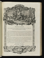 Frankreich krönt die Wissenschaften und Künste, Allegorie zur Krönung des Königs, und erklärender Text