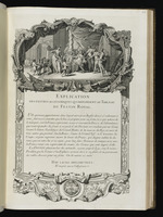 Frankreich empfängt Abundantia, Allegorie zum königlichen Festessen, und erklärender Text